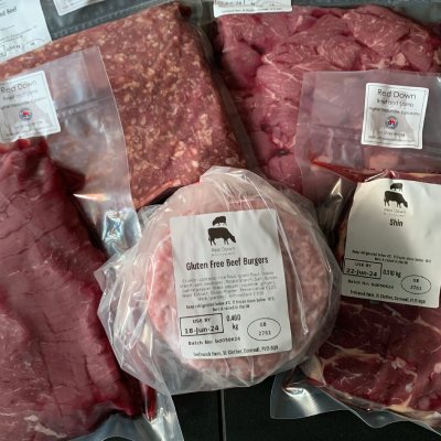 Selection of beef products from Red Down Beef and Lamb