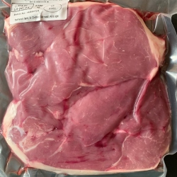 A pack of lamb leg steaks from Red Down Beef and Lamb on a black background.