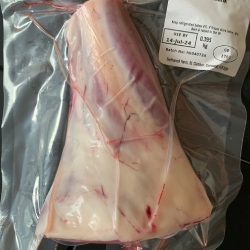 A lamb shank from Red Down Beef and Lamb on a black background.